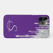 Elegante Silver Glitzer Tropfens Violet Case-Mate iPhone Hülle (Rückseite (Horizontal))