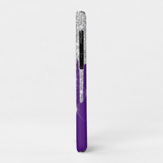 Elegante Silver Glitzer Tropfens Violet Case-Mate iPhone Hülle (Hinten/Links)