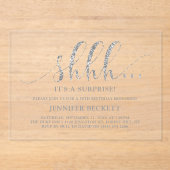 Elegante Silver Glitzer Überraschung Geburtstagspa Acryleinladungen (Vorderseite)