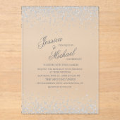 Elegante Silver Glitzer Wedding Acryleinladungen (Vorderseite)