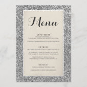 Elegante Silver Glitzer Wedding Menu Card Menükarte (Vorderseite)