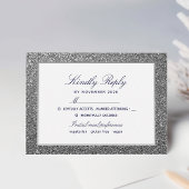Elegante Silver Glitzer Wedding RSVP Karte