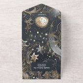 Elegante Silver Gold Celestial Wedding All In One Einladung (Außenbereich)