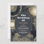 Elegante Silver Gold Celestial Wedding Einladung (Vorderseite)