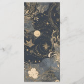 Elegante Silver Gold Celestial Wedding Menükarte (Rückseite)