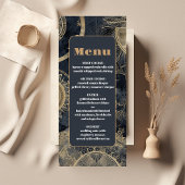 Elegante Silver Gold Celestial Wedding Menükarte