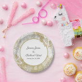 Elegante Silver Gold Frame Custom Wedding Pappteller (Party)