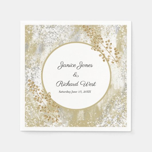 Elegante Silver Gold Frame Custom Wedding Serviette (Vorderseite)