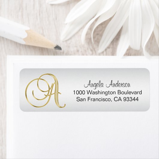 Elegante Silver Gold Monogram Letter 'A' Return (Insitu)