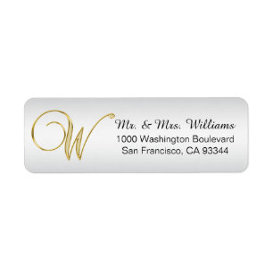 Elegante Silver Gold Monogram Letter 'W' Return