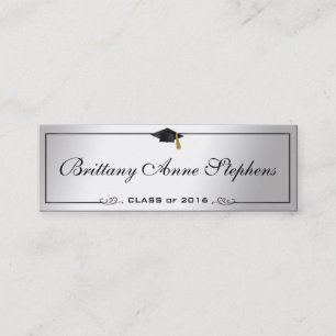 Elegante Silver Graduation Cap Name Card Einlegen Telefonnummerkarte