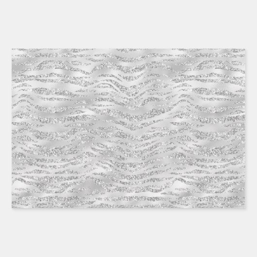 Elegante Silver Gray Animal Print Muster Geschenkpapier Set (Vorderseite 2)