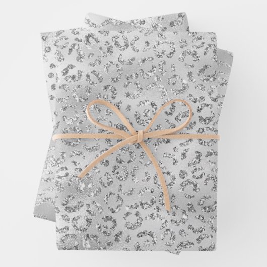 Elegante Silver Gray Animal Print Muster Geschenkpapier Set (Beispiel)