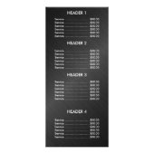 Elegante Silver Gray Black Menue Chic Werbekarte (Hinten)