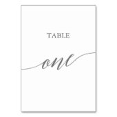 Elegante Silver Gray Calligraphy Table One Tischnummer (Vorderseite)