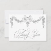 Elegante Silver Gray Chinoiserie Cherub Wedding Dankeskarte (Vorderseite)