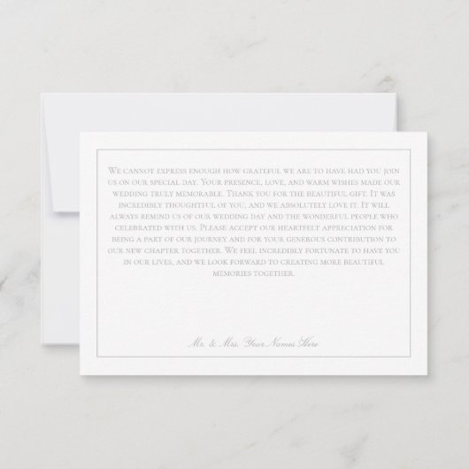 Elegante Silver Gray Chinoiserie Cherub Wedding Dankeskarte (Rückseite)