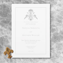 Elegante Silver Gray Chinoiserie Cherub Wedding