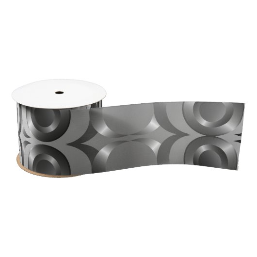 Elegante Silver Gray Circles Metallic Look Ribbon Satinband (Spule)