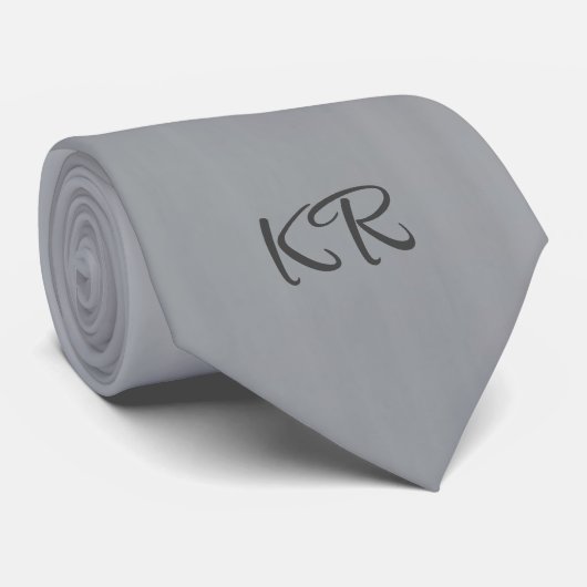 Elegante Silver Gray Classic Monogram Initials Krawatte (Gerollt)