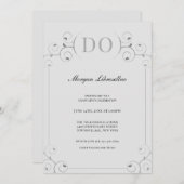 Elegante Silver Gray DO Graduation Party Einladung (Vorne/Hinten)