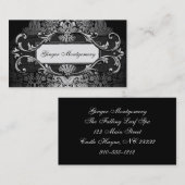 Elegante Silver Gray Frame Damask Business Card Visitenkarte (Vorne/Hinten)