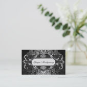 Elegante Silver Gray Frame Damask Business Card Visitenkarte (Stehend Vorderseite)