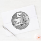 Elegante Silver Gray Glitzer Stars Danke Logo Runder Aufkleber (Umschlag)