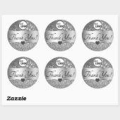 Elegante Silver Gray Glitzer Stars Danke Logo Runder Aufkleber (Blatt)