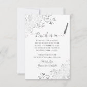 Elegante Silver Gray Lace auf Blush Pink Wedding Save The Date (Rückseite)