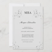 Elegante Silver Gray MBA Graduation Party Einladung (Vorderseite)