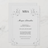 Elegante Silver Gray MBA Graduation Party Einladung (Vorne/Hinten)