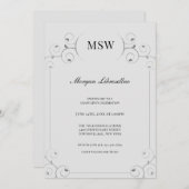 Elegante Silver Gray MSW Graduation Party Einladung (Vorne/Hinten)