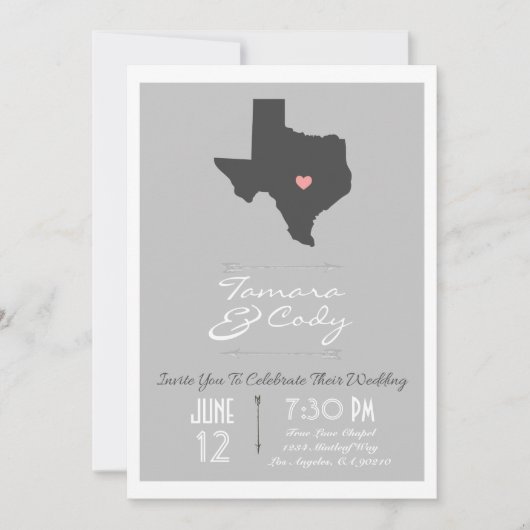 Elegante Silver Gray Texas Hochzeit Einladung (Vorderseite)