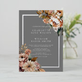 Elegante Silver Gray Watercolor Blume Hochzeit Folieneinladung (Stehend vorne)