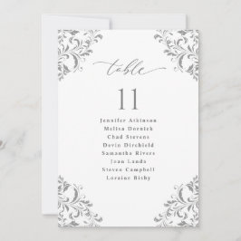 Elegante Silver Gray Wedding Seating Chart Cards Einladung