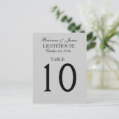 Elegante Silver Gray Wedding Tischnummer Card (Stehend Vorderseite)