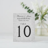 Elegante Silver Gray Wedding Tischnummer Card (Stehend Vorderseite)