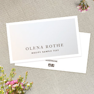 Elegante Silver Gray White Border Beruflich Cal Telefonnummerkarte