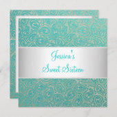 Elegante Silver Green Paisley Party Einladung (Vorne/Hinten)