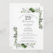 Elegante Silver Greenery 25. Hochzeitstag Einladung (Vorne/Hinten)