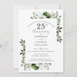 Elegante Silver Greenery 25. Hochzeitstag Einladung