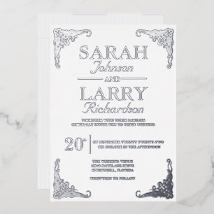 Elegante Silver Hawaiian Traditionelle Hochzeit Folieneinladung