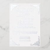 Elegante Silver Hawaiian Traditionelle Hochzeit Folieneinladung (Vorderseite)