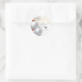 Elegante Silver Heart Weihnachtsballs Branches Runder Aufkleber (Tasche)