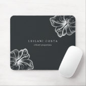 Elegante Silver Hibiskus Blume Mousepad (Mit Mouse)