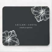 Elegante Silver Hibiskus Blume Mousepad (Vorne)