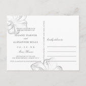 Elegante Silver Hibiskus Blume Save the Date Ankündigungspostkarte (Rückseite)