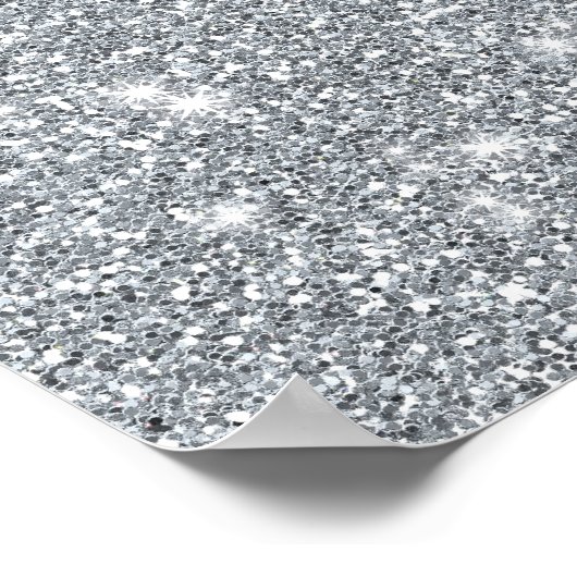 Elegante Silver Imitate Glamour Glitzer Poster (Ecke)