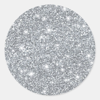 Elegante Silver Imitate Glamour Glitzer Runder Aufkleber